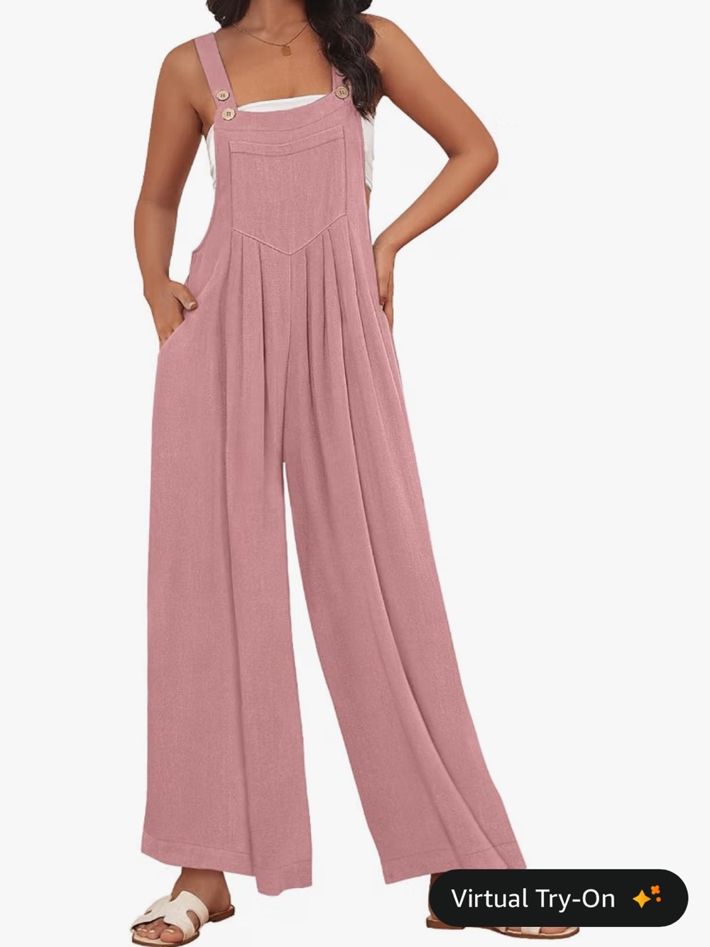 Pink Wide-Leg Jumpsuit with Adjustable Straps